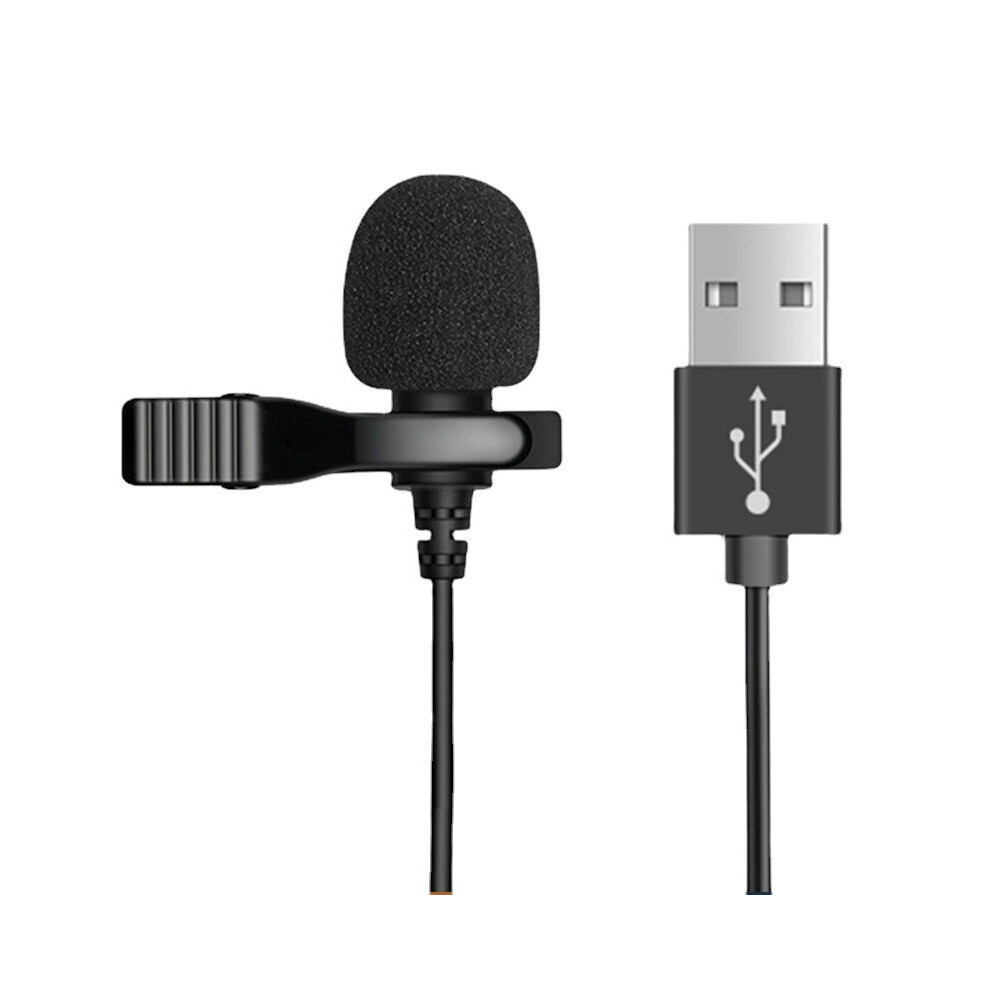 (For USB) Clip On Lapel Microphone Hands Free Wired Condenser Mini Lavalier Mic