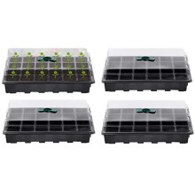 KAHEIGN 4Pcs Plant Seedling Tray, 24 Cells Plastic Seedling Nursery Tray Flower Seed Propagators with Adjustable Vents for Greenhouse Garden Home