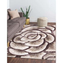 (Beige (ROSE), 120 x 170 cm) Modern Design Rose Pattern Living Room Bedroom Rug
