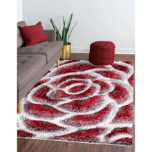 (Red (ROSE), 160 x 230 cm) Modern Design Rose Pattern Living Room Bedroom Rug