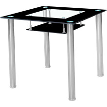 MODERNIQUE® Black Small Glass Dining Table with Chrome Frame in 80 cm (80 cm, Black)