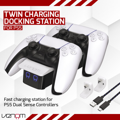 Venom PS5 Controller Charger Twin Docking Station - White (PS5) 1
