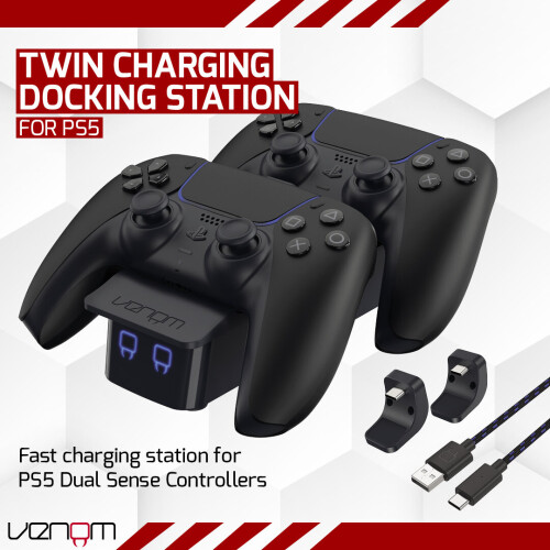 Venom PS5 Controller Charger Twin Docking Station - Black (PS5) 1