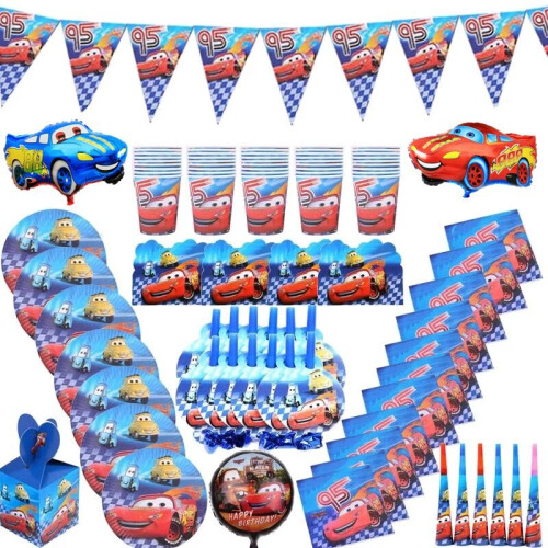 McQueen Cars Theme Birthday Party Supplies Decor Kids Baby Shower Plates Banner