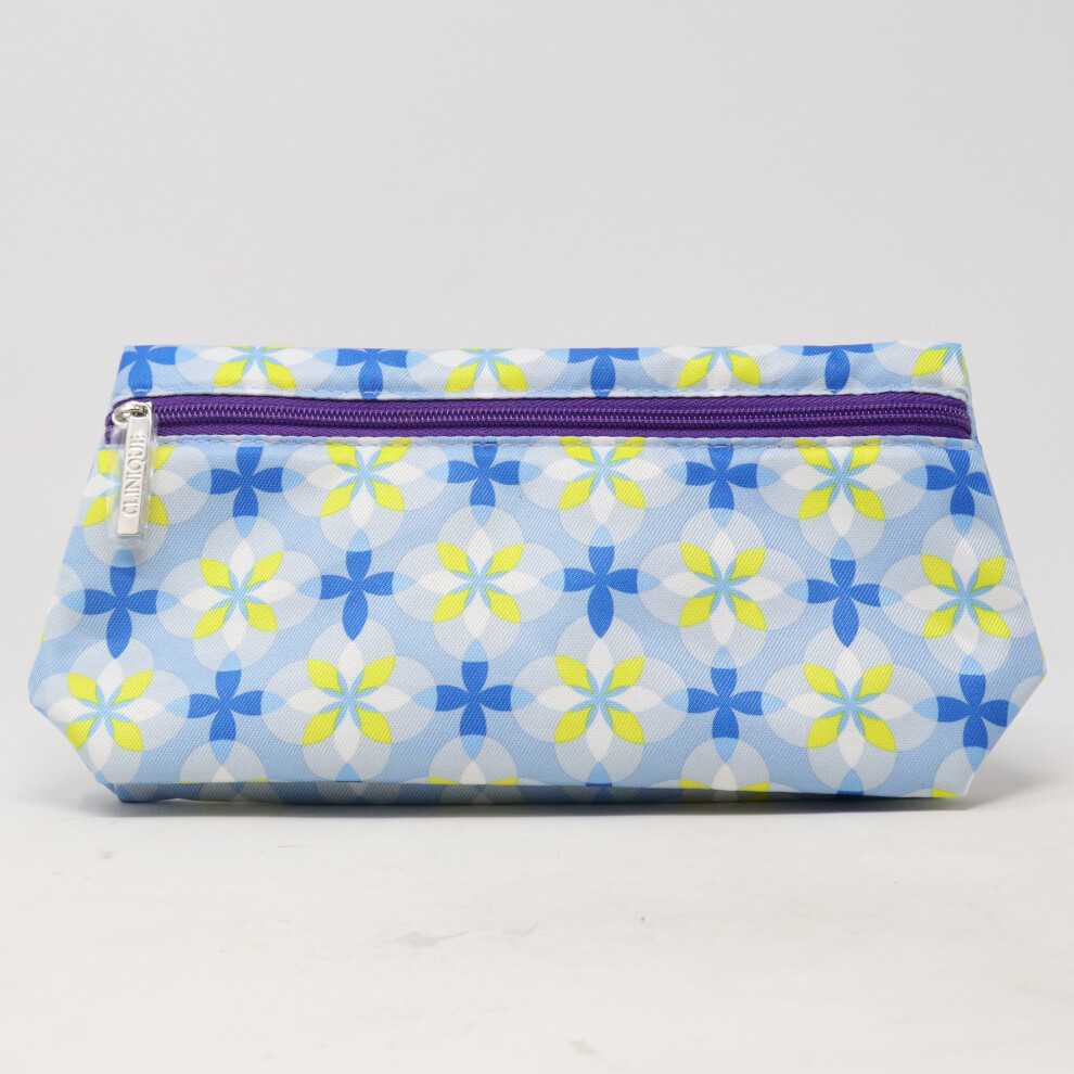 Clinique Blue Flower Print Cosmetic Bag  / New