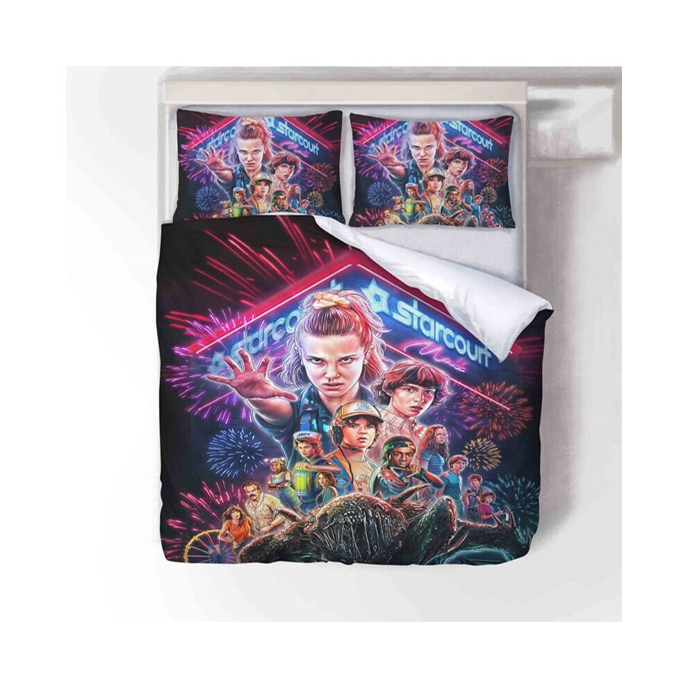 (Fireworks, 135*200cm) Stranger Things Season 3 Duvet Cover Bedding Set Pillowcase UK Single 2PCS Set