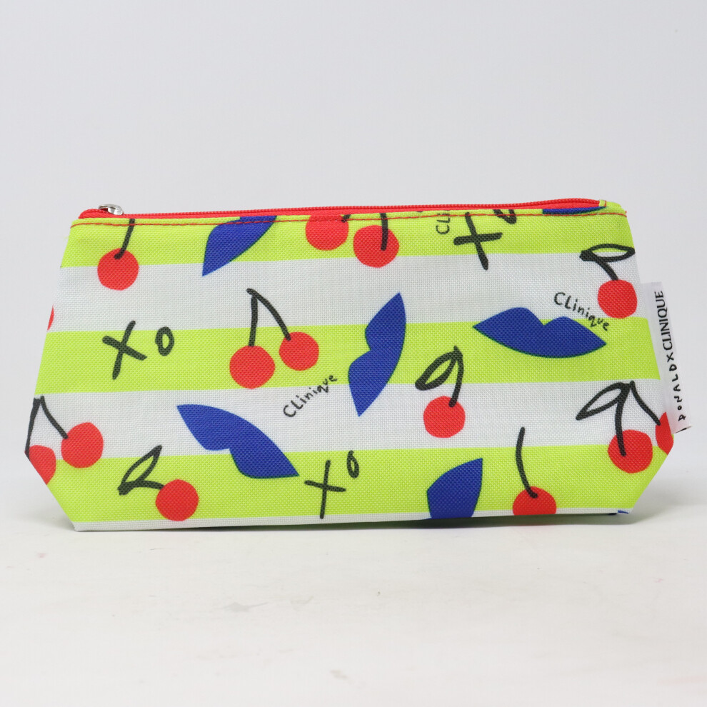 Clinique X Donald Neon Cherry Print Cosmetic Bag  / New