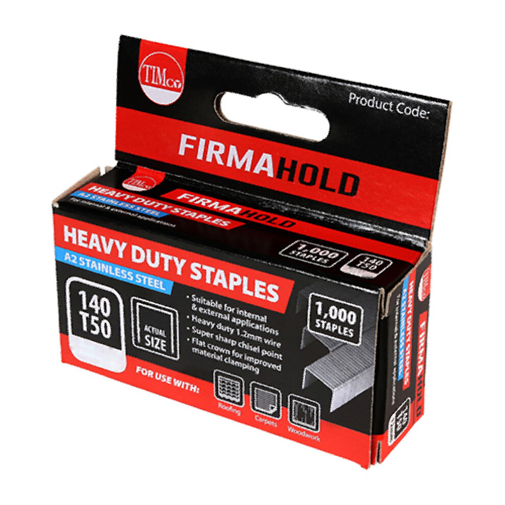 FirmaHold Heavy Duty Chisel Point A2 Stainless Steel Staples 12mm (1000 Box)
