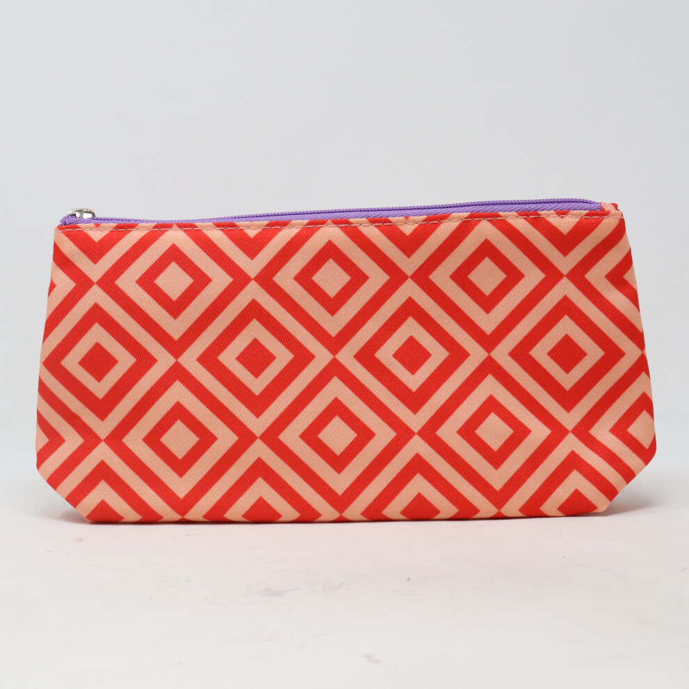 Clinique Red And Pink Square Print Cosmetic Bag  / New