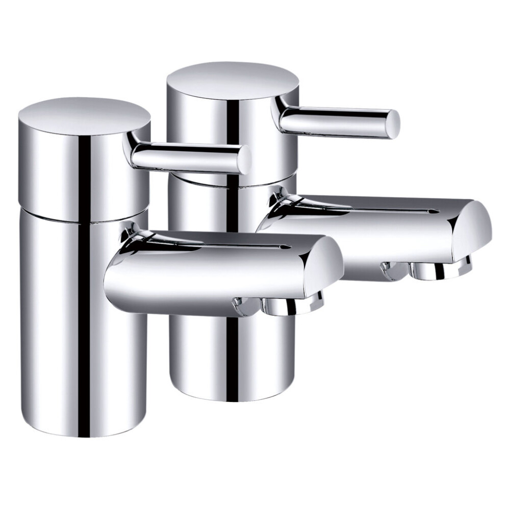 Nrg Twin Chrome Basin Sink Tap Modern Bathroom Lever Faucet