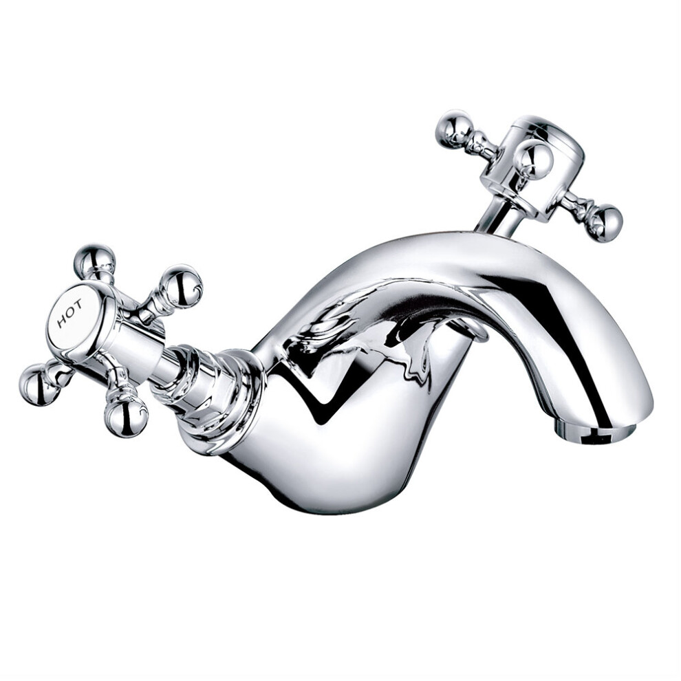 Traditional Bathroom Basin Sink Mixer Tap Chrome Vintage Cloakroom Faucet