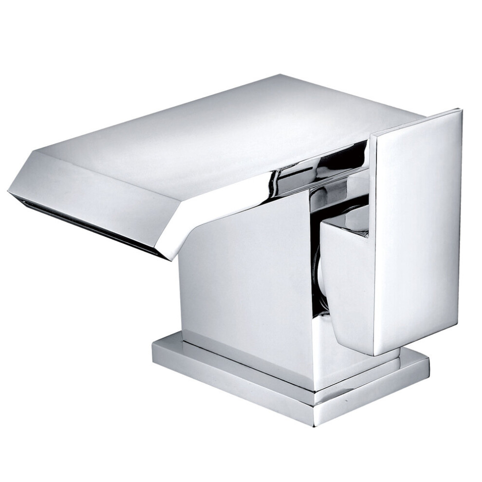 Square Basin Mixer Taps Bathroom Chrome Brass Single Sink Side Lever Faucet