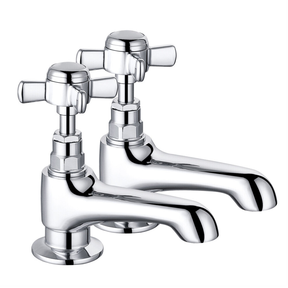 Traditional Twin Bath Mixer Tap Vintage Bathroom Sink Cross Handle Faucet Chrome