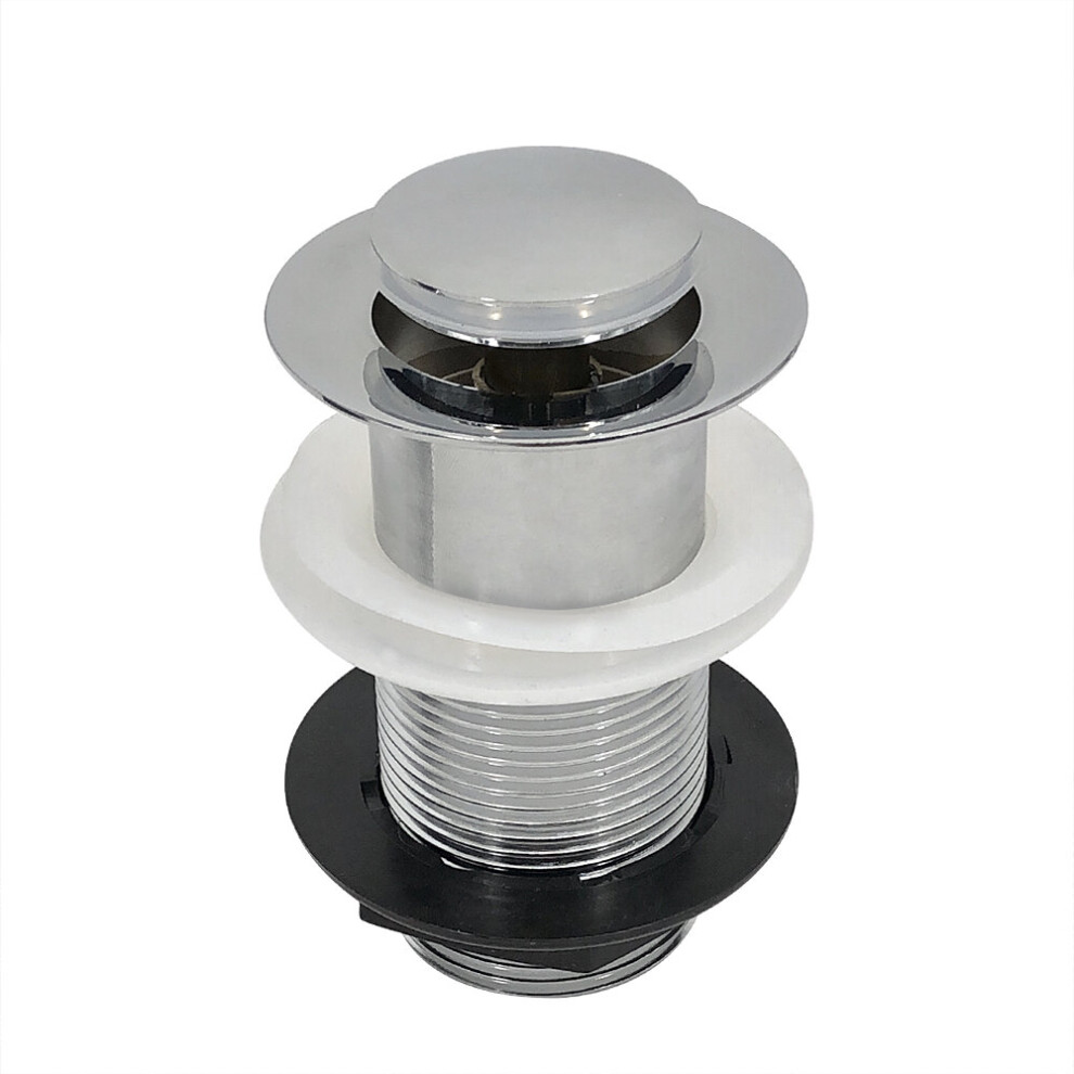 Chrome Unslotted Basin Sink Tap Push Pop Up Click Clack Brass Waste Plug