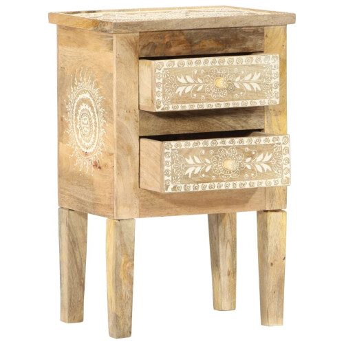 VidaXL vidaXL Solid Mango Wood Bedside Cabinet with 2 Drawers 40x30x60cm Side Desk 2