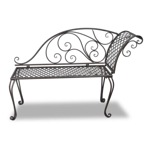 VidaXL vidaXL Garden Chaise Lounge 128cm Steel Antique Brown Outdoor Bench Seat Chair 1