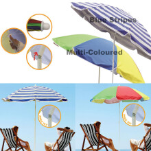(Multi-Coloured) Garden Beach Patio Tilting Tilt Umbrella Parasol Sun Shade Protection UPF40 1.8M