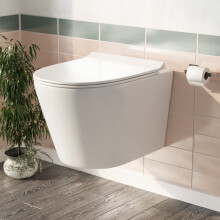 Elliss Rimless Wall Hung Toilet Pan + Soft Close Toilet Seat