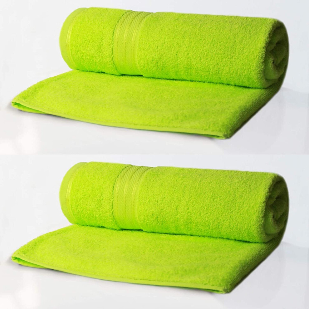 (Lime) Supreme Bath Towels 2 Pack Egyptian Cotton 500GSM