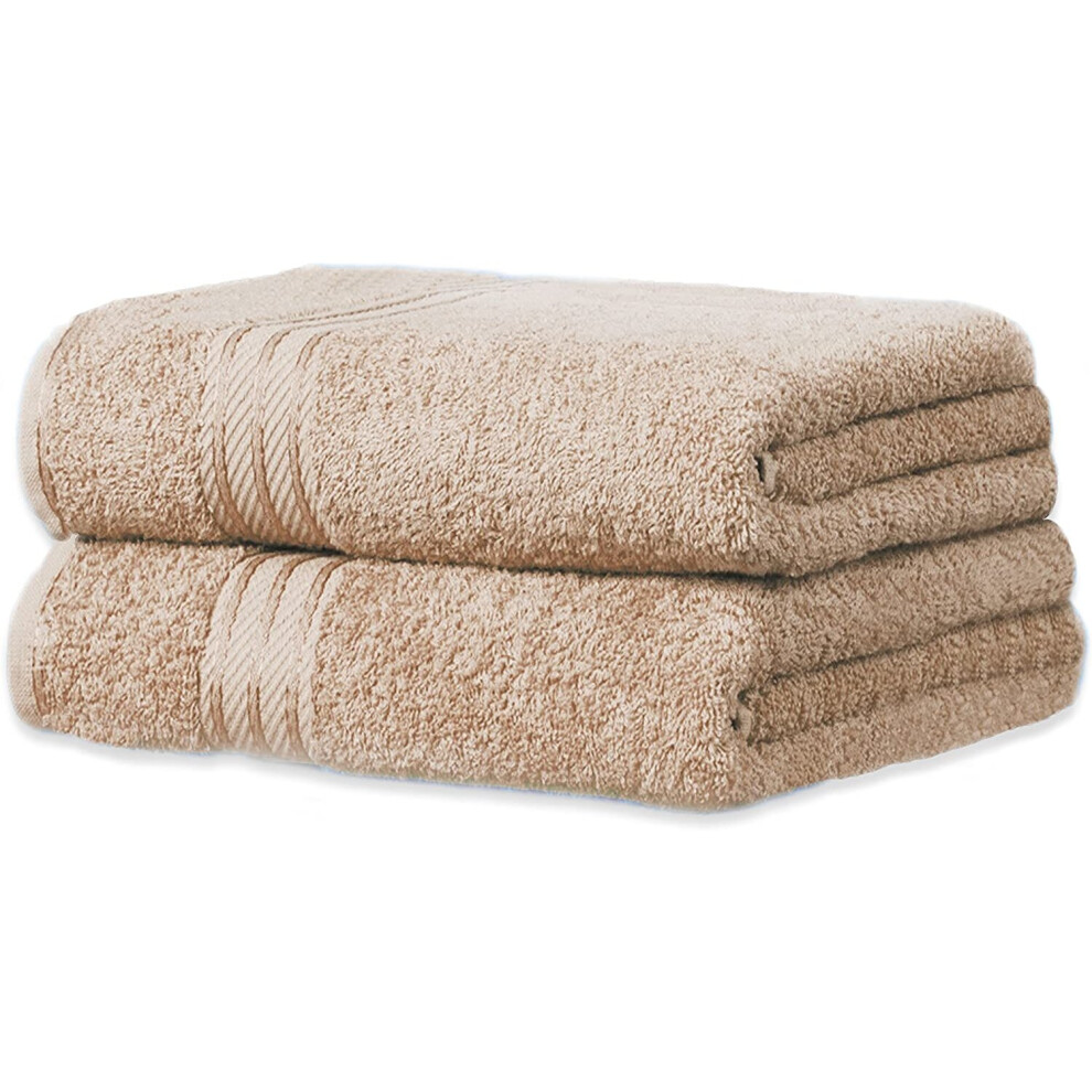 (Latte) Supreme Bath Towels 2 Pack Egyptian Cotton 500GSM