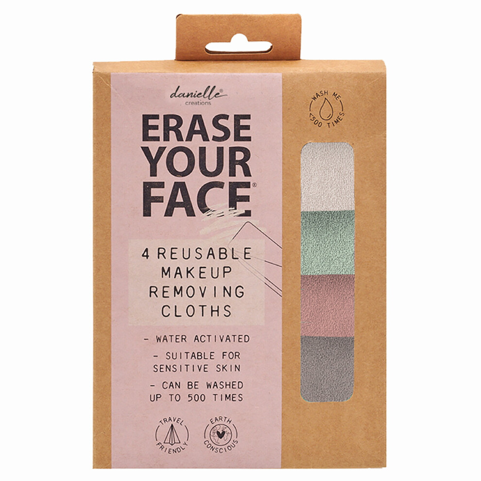 Danielle Creations Erase Your Face Reusable Makeup Removing Face Cloths 4 Pack