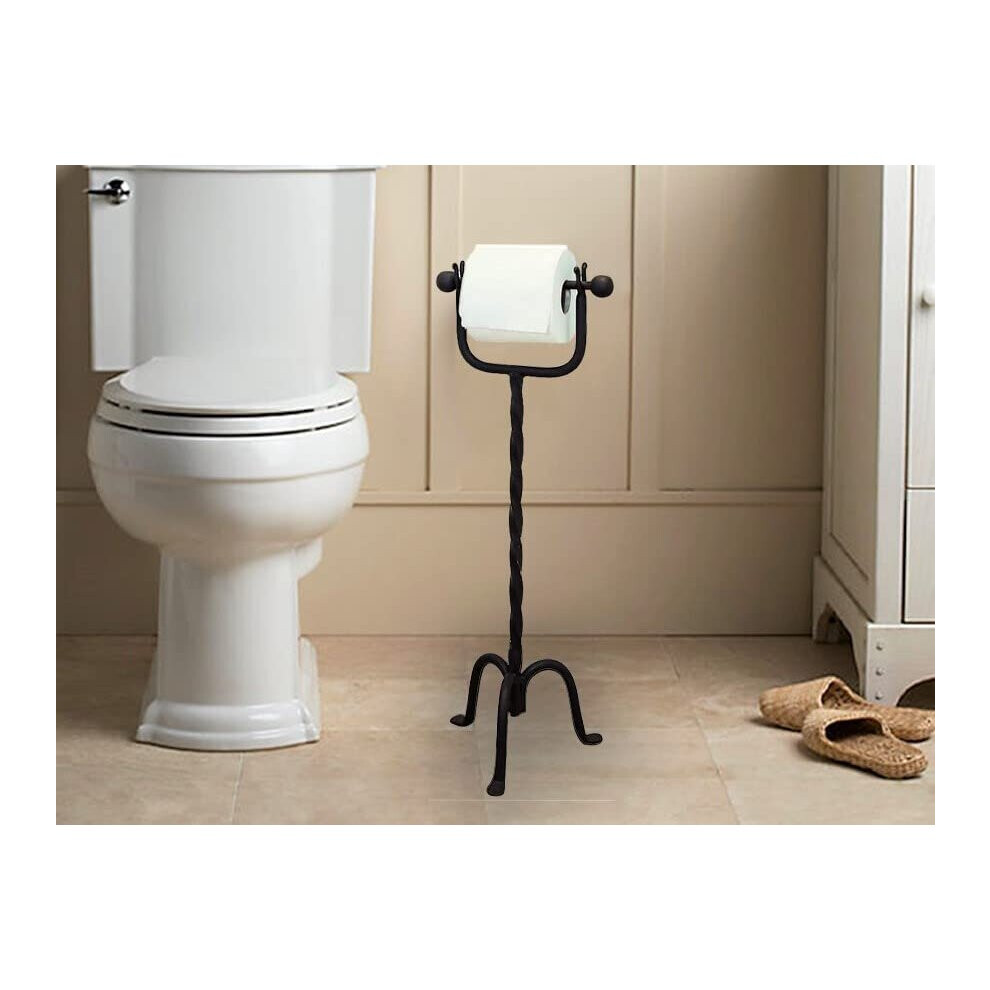 Toilet Roll Holder Stand Wrought Iron Free Standing Loo Paper Dispenser