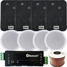 Bar Restaurant Bluetooth 8x Ceiling & Black Speakers Wireless Background Amp Kit