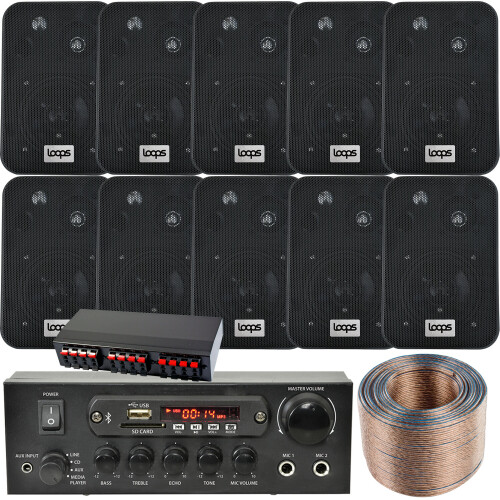 Loops 10 Speaker 5 Zone Background Music Kit Bluetooth Sound System Restaurant Bar