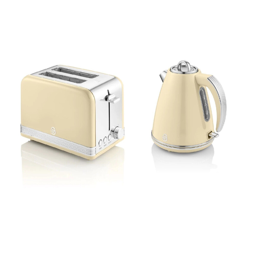 Swan Kitchen Appliance Retro 1.5L 3kW Cream Jug Kettle & 2 Slice Toaster Set