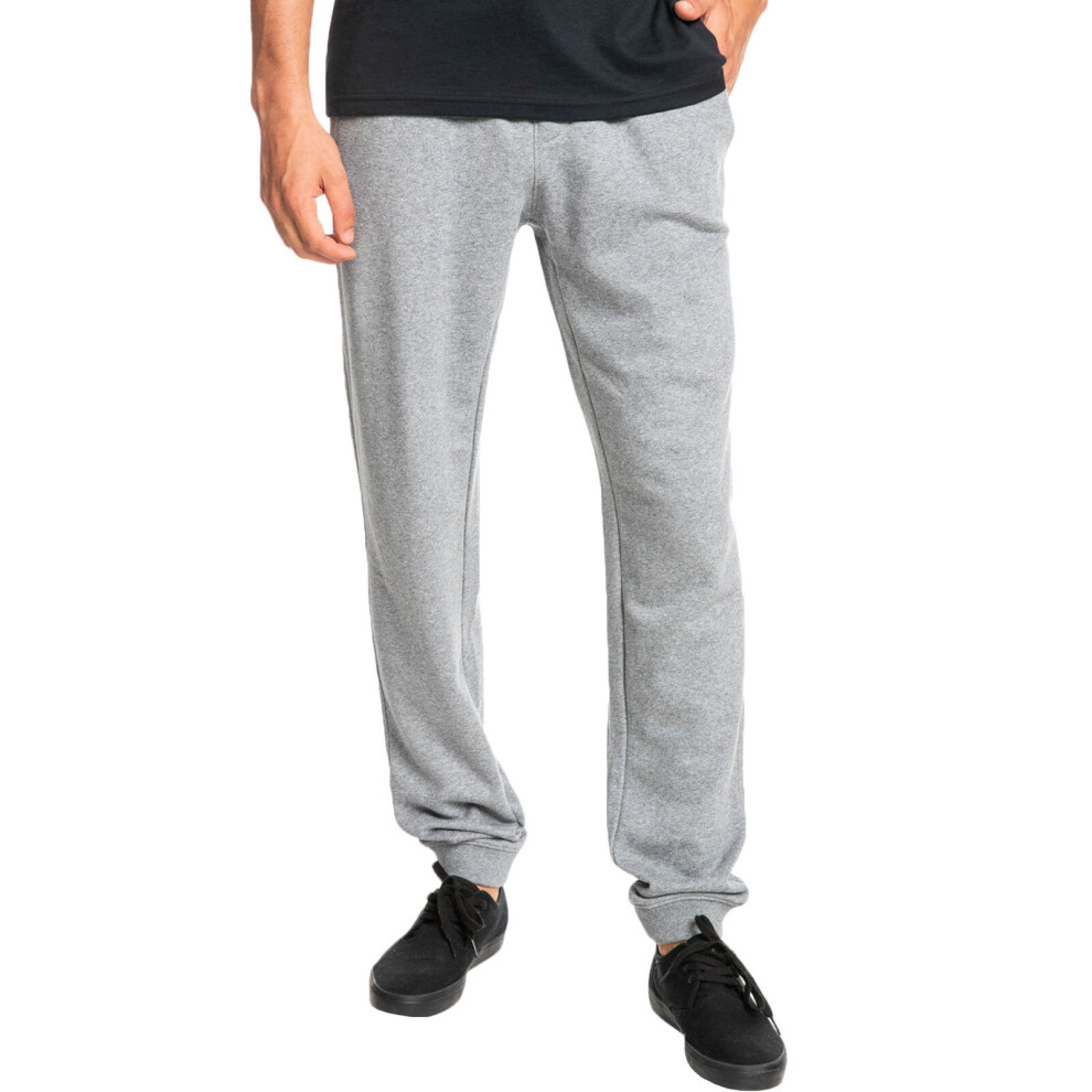 (XS, Light Grey) Quiksilver Mens Essentials Elasticated Tapered Tracksuit Bottoms Joggers