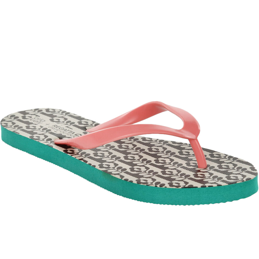 (8 UK, Stem In Vase) Regatta Womens Orla Kiely Cushioned Summer Beach Sandals Thongs Flip Flops