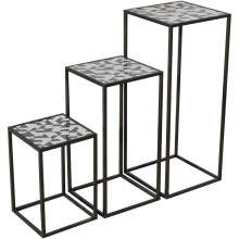 Black & White Set of Three Nest of Tables, Metal - FW1088