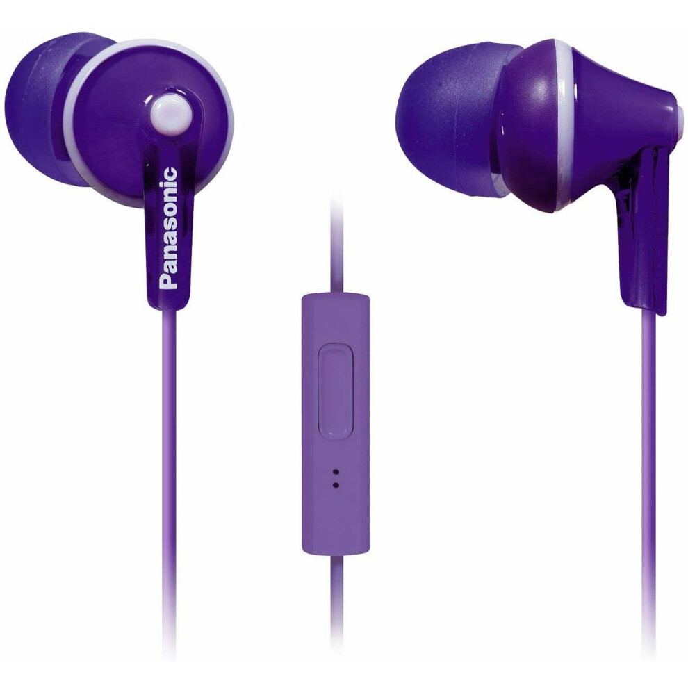Panasonic Ergofit Earbud Headphones +Mic Earphones Rp-Tcm125 Purple