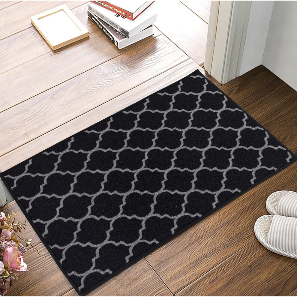 New Smart Living Wholesale Ltd (67 X (2 Ft 2" X 7 Ft 2")) Machine Washable Non Slip Trellis Gel Back Door Entrance Mats Black/Grey 220Cm