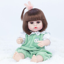 (Green) 14.9in Newborn  Reborn Dolls Real Life Soft Silicone  Handmade Realistic