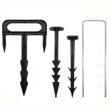 (6 inch, 100) Black Plastic Fixing Pegs for Ground Cover/Mulch & Landscaping Fabric