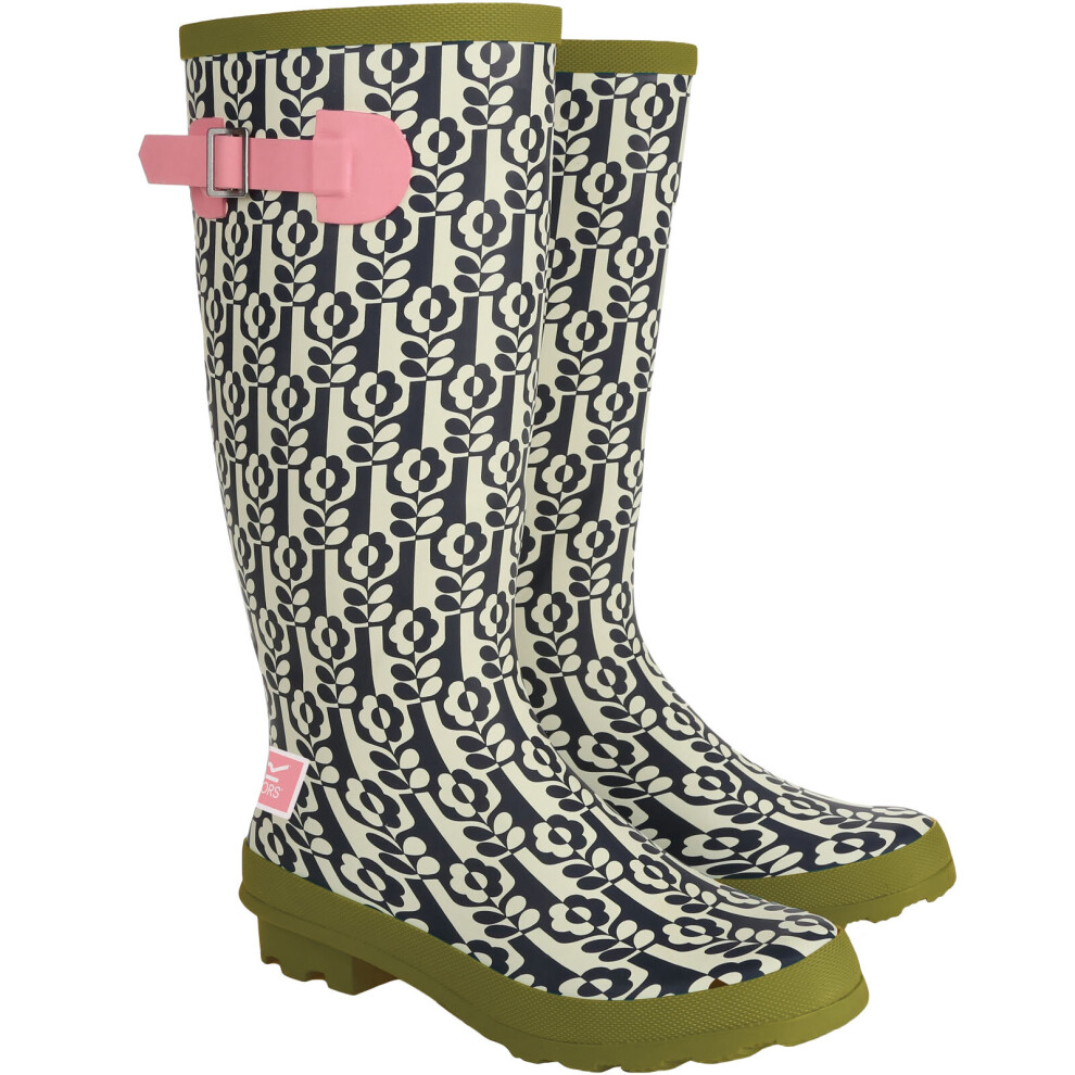 (6 UK, Stem In Vase) Regatta Womens Orla Kiely Hi Adjustable Patterned Wellies Wellington Boots
