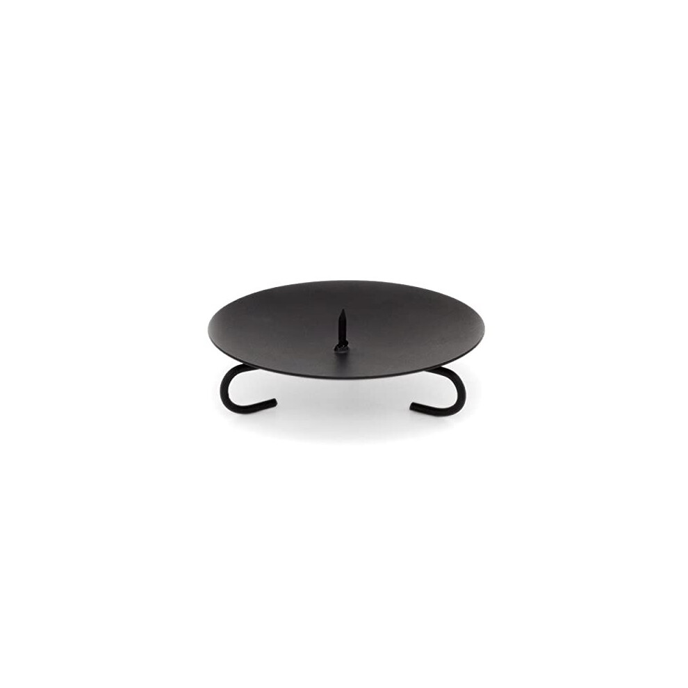 Traditional Black Metal Candle Holder Candle Plate | Pillar Candle Dish Candlestick | Round Votive Candle Holders