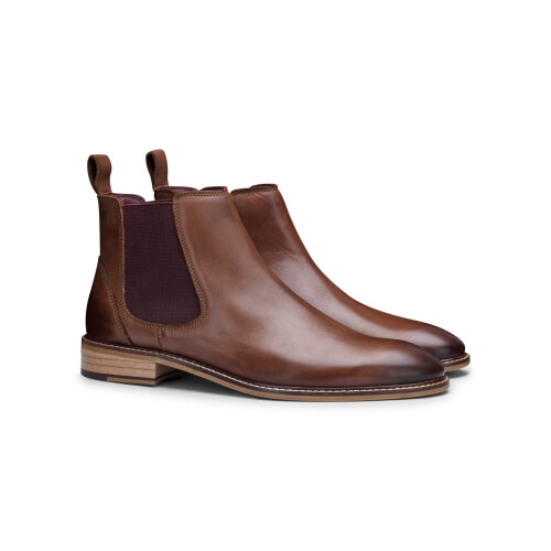 (10) Mens Brown Leather Smart Causal  Chelsea Boots 1