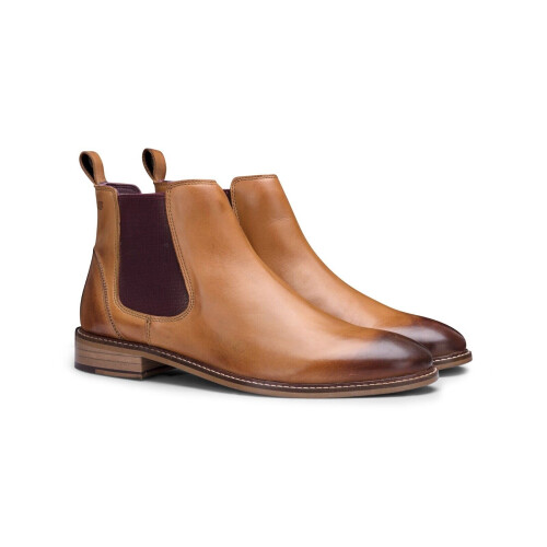 (8) Mens Tan Leather Retro Smart Causal Chelsea Boots 1