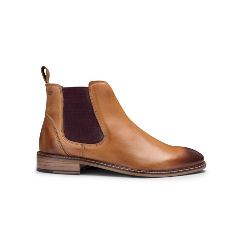 (12) Mens Tan Leather Retro Smart Causal Chelsea Boots