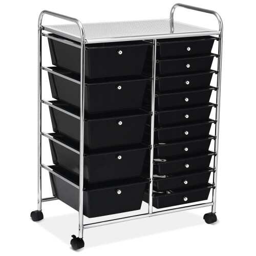 15 Drawer Rolling Storage Cart Tools Scrapbook Paper Organizer