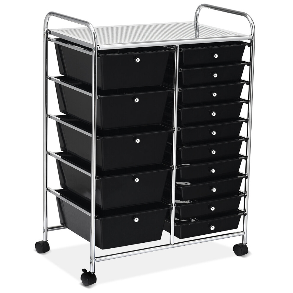 15 Drawer Rolling Storage Cart Tools Scrapbook Paper Organizer