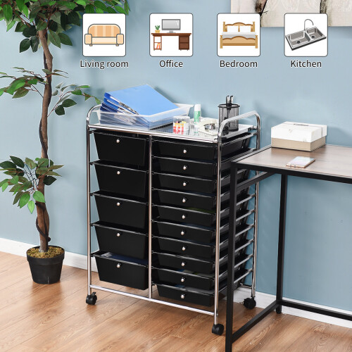 15 Drawer Rolling Storage Cart Tools Scrapbook Paper Organizer 2