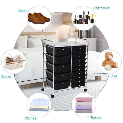 15 Drawer Rolling Storage Cart Tools Scrapbook Paper Organizer 1