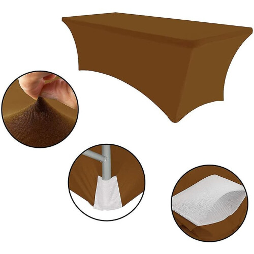 (Cholate, 6FT) 2 Pack Spandex Fitted Stretch Tablecloth Rectangular Training Stretch Table Cover For Banquet 2