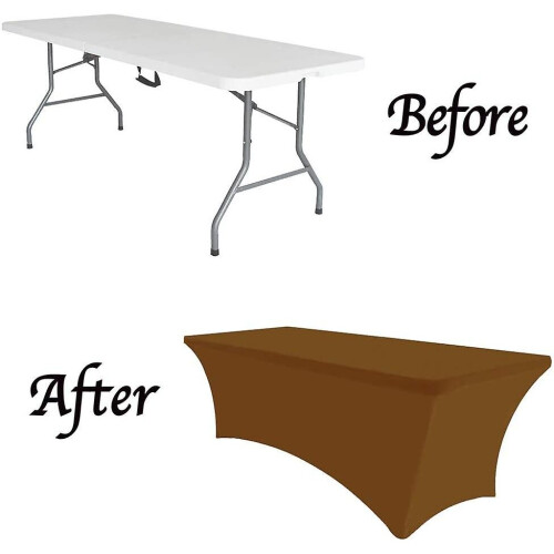 (Cholate, 6FT) 2 Pack Spandex Fitted Stretch Tablecloth Rectangular Training Stretch Table Cover For Banquet 1