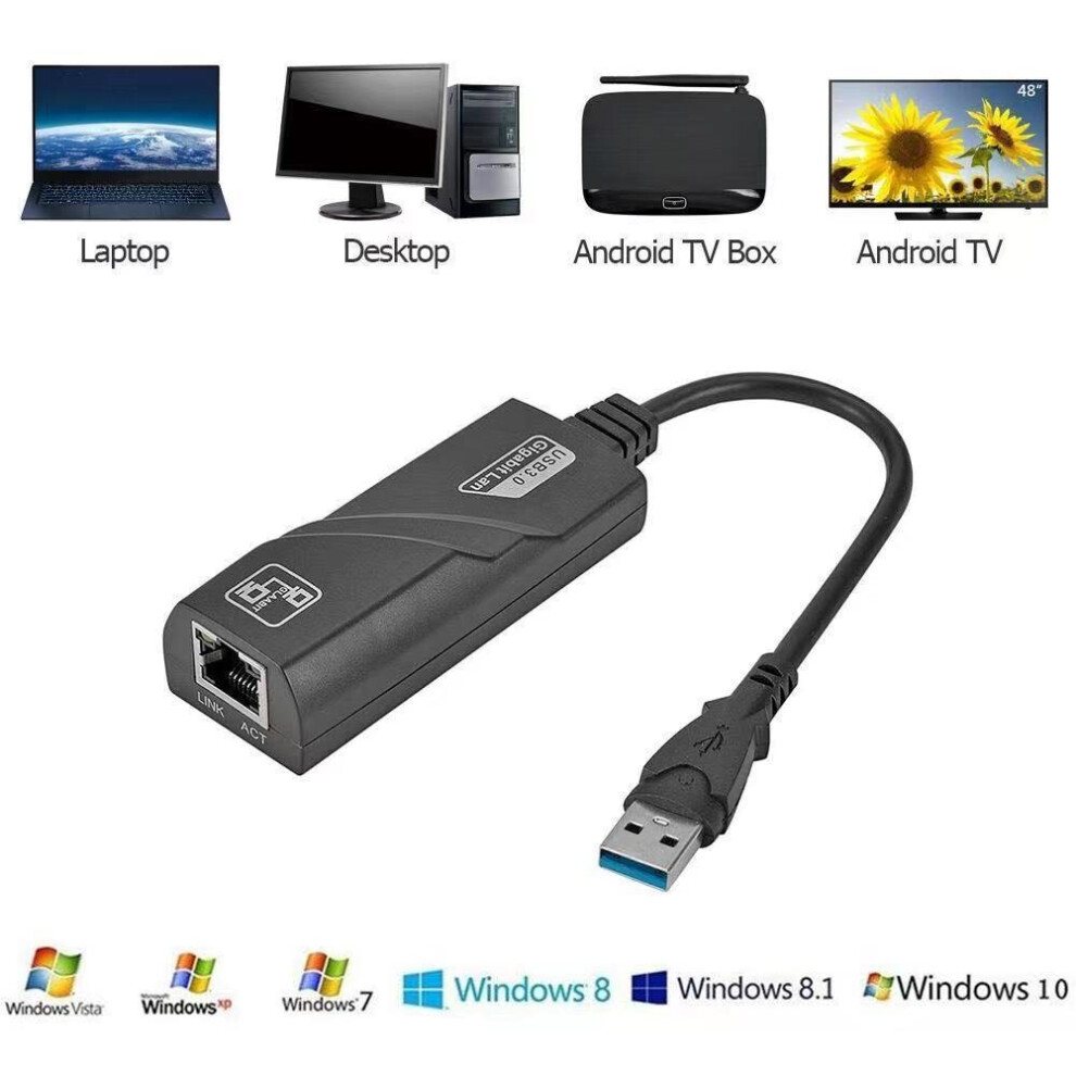 1000Mbps Usb 3.0 To Ethernet Gigabit Lan Network Adapter Cable For Laptop/Pc 7453562329639