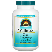 Source Naturals, Wellness, Zink-Lutschtabletten, Pfirsich-Himbeere, 23 mg, 120 Lutschtabletten