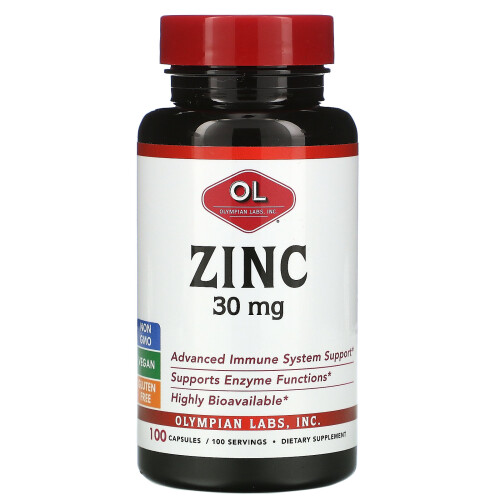 Olympian Labs, Zinc, 30 mg, 100 Capsules